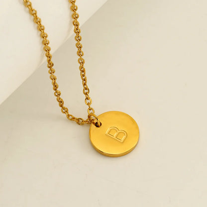 Wholesale Jewelry Simple Style Classic Style Round 304 Stainless Steel 18K Gold Plated Plating Pendant Necklace