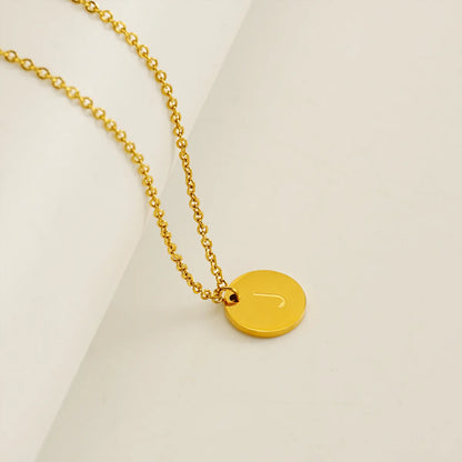 Wholesale Jewelry Simple Style Classic Style Round 304 Stainless Steel 18K Gold Plated Plating Pendant Necklace