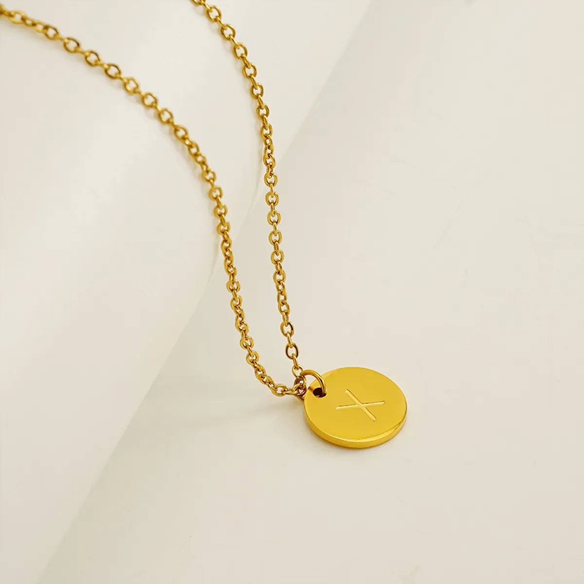 Wholesale Jewelry Simple Style Classic Style Round 304 Stainless Steel 18K Gold Plated Plating Pendant Necklace