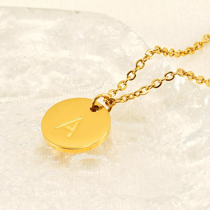 Wholesale Jewelry Simple Style Classic Style Round 304 Stainless Steel 18K Gold Plated Plating Pendant Necklace