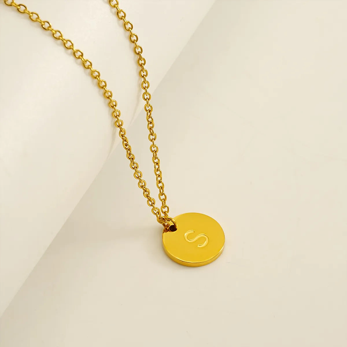 Wholesale Jewelry Simple Style Classic Style Round 304 Stainless Steel 18K Gold Plated Plating Pendant Necklace