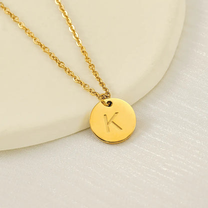 Wholesale Jewelry Simple Style Classic Style Round 304 Stainless Steel 18K Gold Plated Plating Pendant Necklace