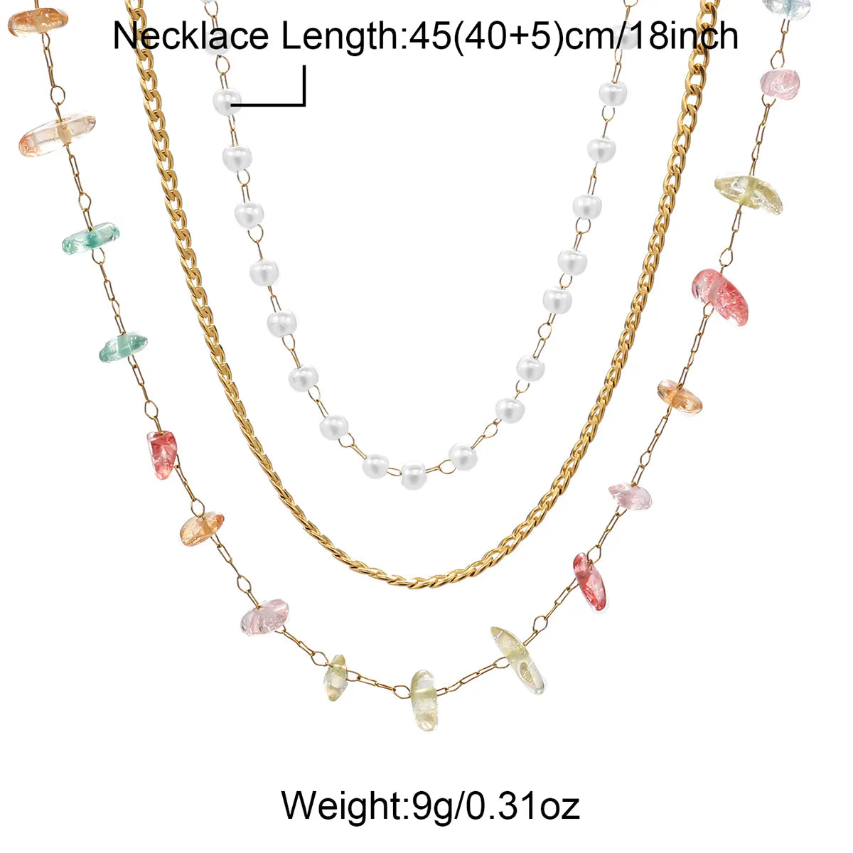 Wholesale Jewelry Simple Style Classic Style Round 304 Stainless Steel Artificial Pearls 18K Gold Plated Plating Inlay Three Layer Necklace