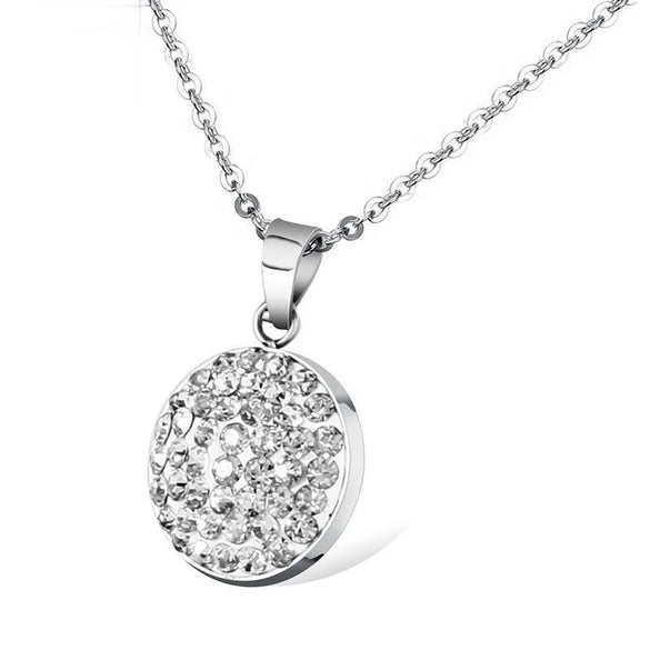 Wholesale Jewelry Simple Style Classic Style Round 304 Stainless Steel Rhinestones 18K Gold Plated Inlay Earrings Necklace