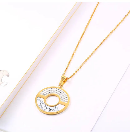 Wholesale Jewelry Simple Style Classic Style Round 304 Stainless Steel Rhinestones 18K Gold Plated Inlay Earrings Necklace