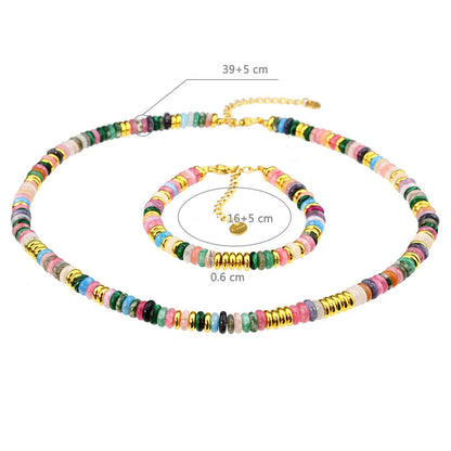 Wholesale Jewelry Simple Style Classic Style Round 316L Stainless Steel  Synthetic Gemstones Beaded Jewelry Set