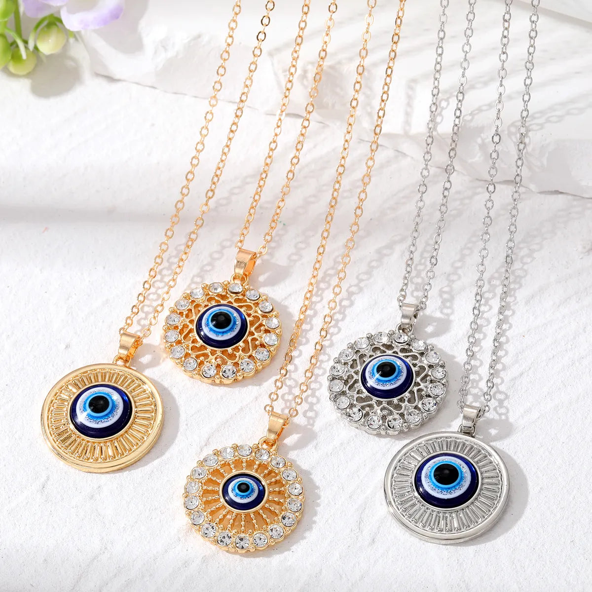 Wholesale Jewelry Simple Style Classic Style Round Alloy Pendant Necklace