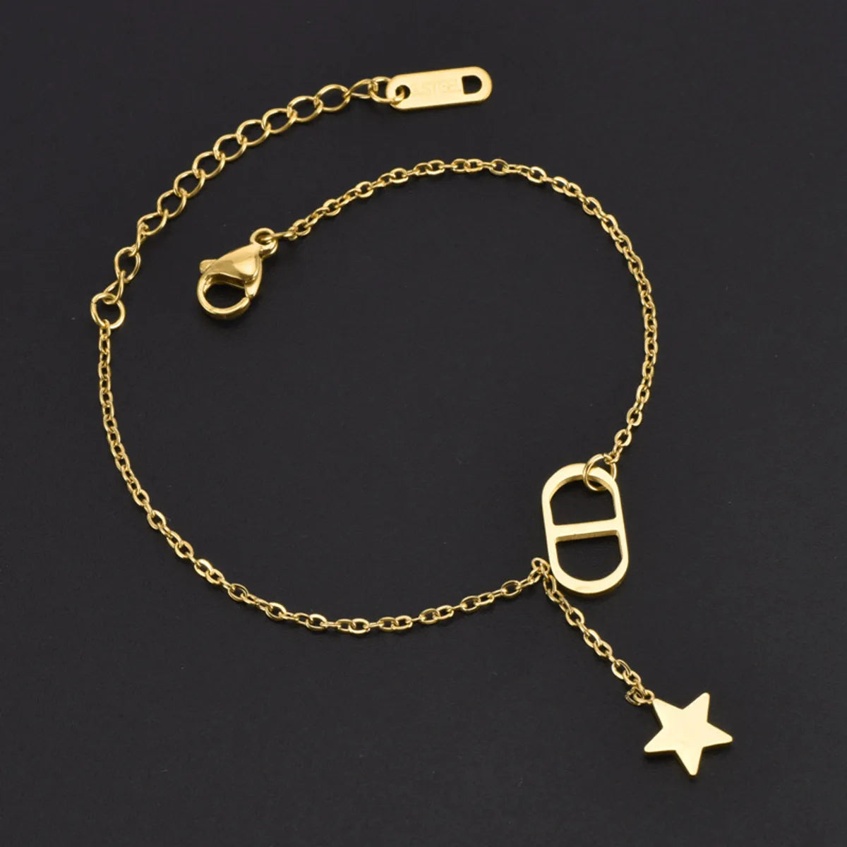 Wholesale Jewelry Simple Style Classic Style Round Star Solid Color Titanium Steel Rhinestones 18K Gold Plated Inlay Bracelets Necklace Jewelry Set