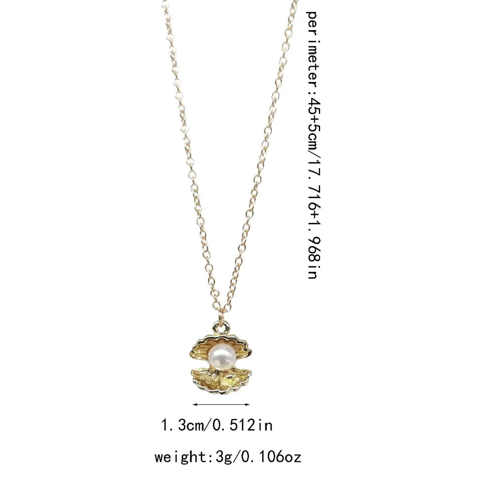 Wholesale Jewelry Simple Style Classic Style Shell Zinc Alloy Gold Plated Silver Plated Plating Pendant Necklace