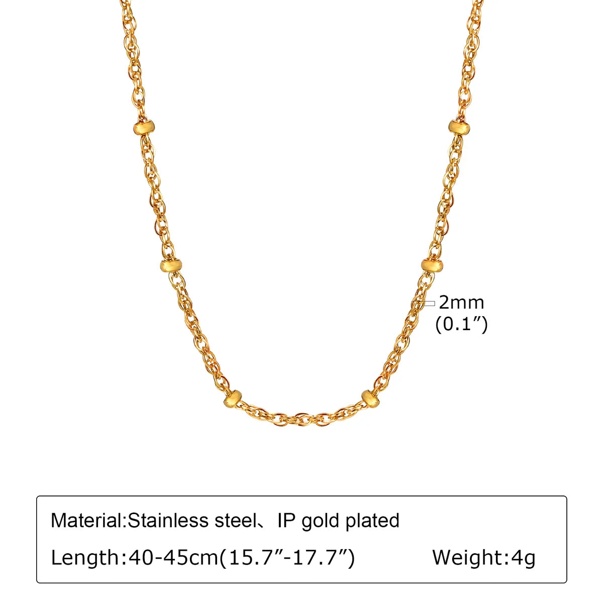 Wholesale Jewelry Simple Style Classic Style Solid Color 201 Stainless Steel 18K Gold Plated Handmade Necklace