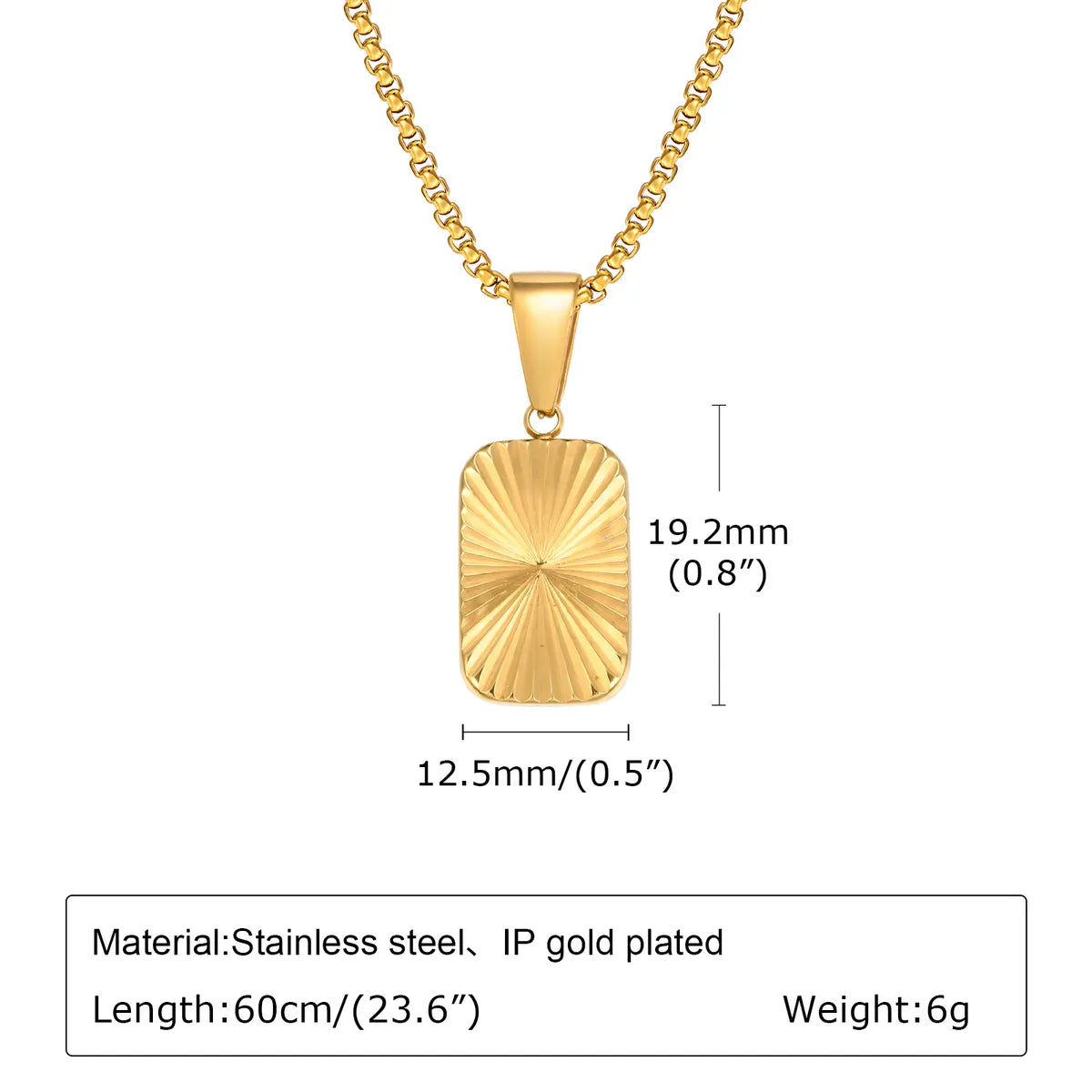 Wholesale Jewelry Simple Style Classic Style Solid Color 201 Stainless Steel 18K Gold Plated Plating Pendant Necklace