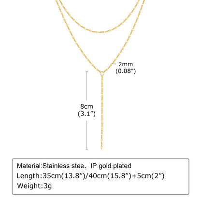 Wholesale Jewelry Simple Style Classic Style Solid Color 201 Stainless Steel Artificial Pearls Zircon 18K Gold Plated Layered Long Necklace