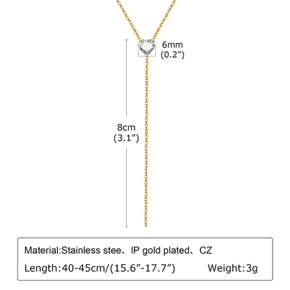 Wholesale Jewelry Simple Style Classic Style Solid Color 201 Stainless Steel Artificial Pearls Zircon 18K Gold Plated Layered Long Necklace