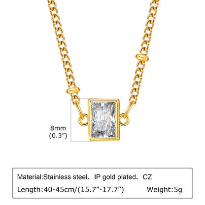 Wholesale Jewelry Simple Style Classic Style Solid Color 201 Stainless Steel Zircon 18K Gold Plated Plating Inlay Pendant Necklace