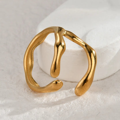 Wholesale Jewelry Simple Style Classic Style Solid Color 304 Stainless Steel 14K Gold Plated Criss Cross Plating Rings