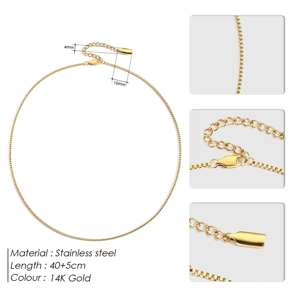 Wholesale Jewelry Simple Style Classic Style Solid Color 304 Stainless Steel 14K Gold Plated Necklace