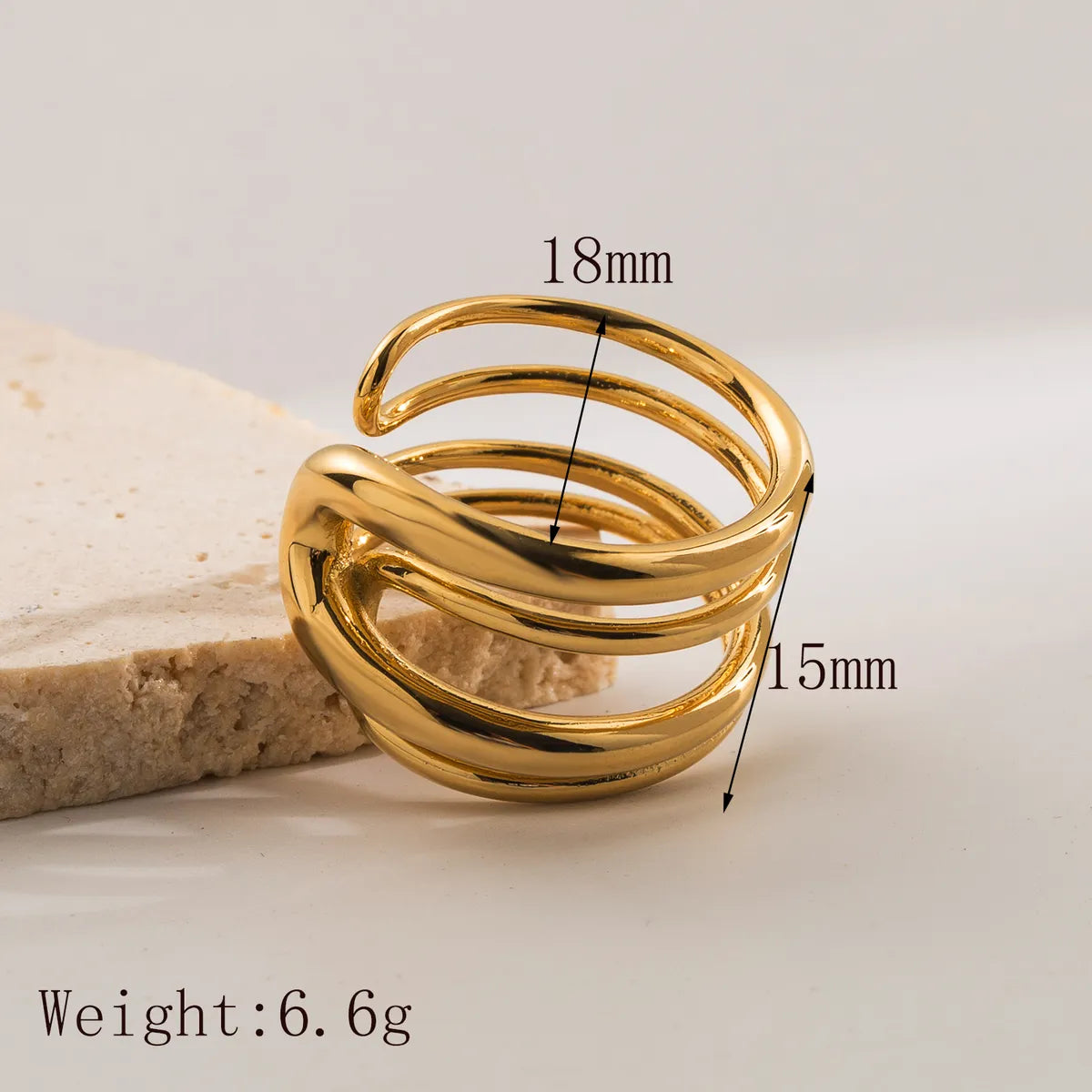 Wholesale Jewelry Simple Style Classic Style Solid Color 304 Stainless Steel 18K Gold Plated Plating Open Rings