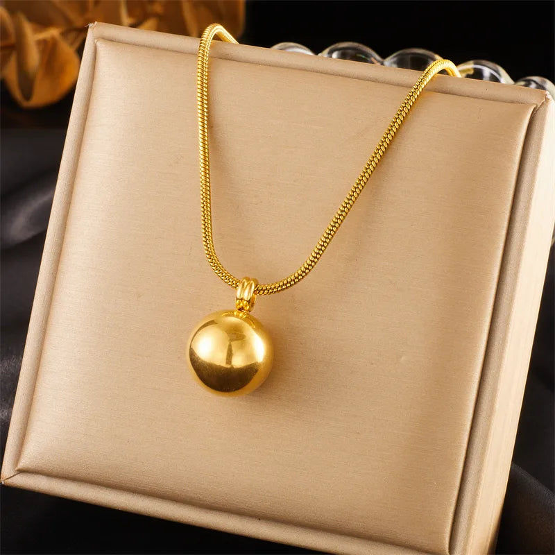 Wholesale Jewelry Simple Style Classic Style Solid Color 304 Stainless Steel 18K Gold Plated Plating Pendant Necklace