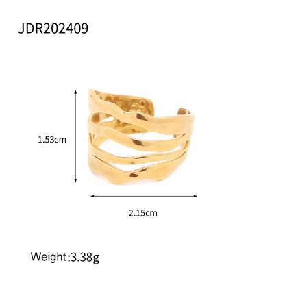 Wholesale Jewelry Simple Style Classic Style Solid Color 304 Stainless Steel 18K Gold Plated Plating Rings