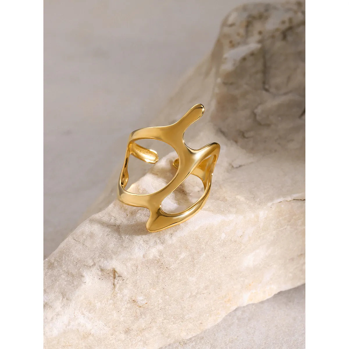 Wholesale Jewelry Simple Style Classic Style Solid Color 304 Stainless Steel 18K Gold Plated Plating Rings