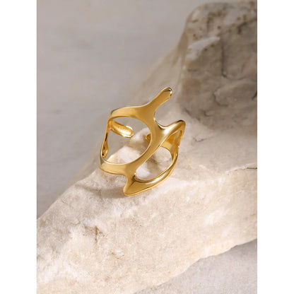 Wholesale Jewelry Simple Style Classic Style Solid Color 304 Stainless Steel 18K Gold Plated Plating Rings