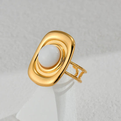 Wholesale Jewelry Simple Style Classic Style Solid Color 304 Stainless Steel 18K Gold Plated Plating Rings