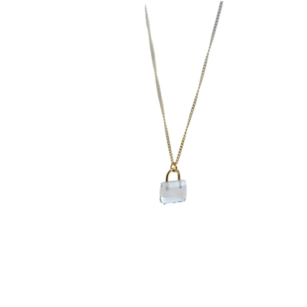 Wholesale Jewelry Simple Style Classic Style Solid Color 304 Stainless Steel Artificial Crystal Plating Pendant Necklace