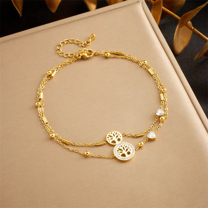 Wholesale Jewelry Simple Style Classic Style Solid Color 304 Stainless Steel Rhinestones 18K Gold Plated Plating Inlay Anklet