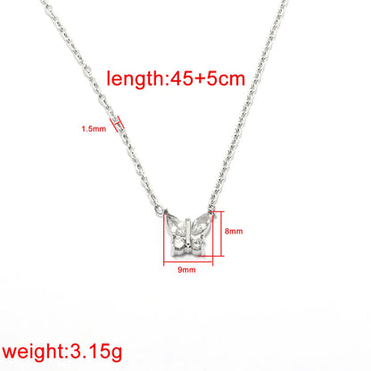 Wholesale Jewelry Simple Style Classic Style Solid Color 304 Stainless Steel Rhinestones Inlay Pendant Necklace