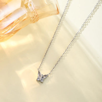 Wholesale Jewelry Simple Style Classic Style Solid Color 304 Stainless Steel Rhinestones Inlay Pendant Necklace