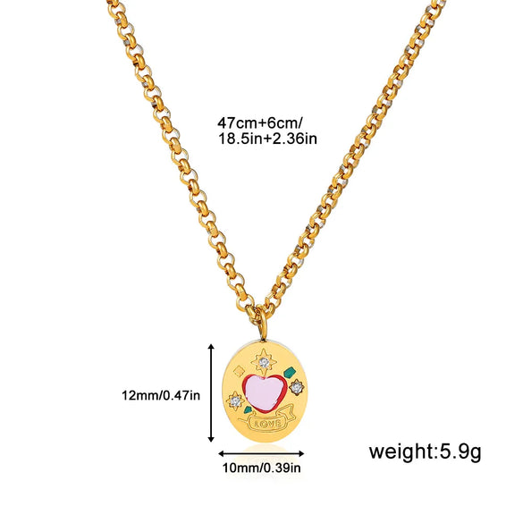 Wholesale Jewelry Simple Style Classic Style Solid Color 304 Stainless Steel Rhinestones Inlay Pendant Necklace