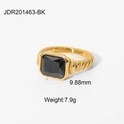 Wholesale Jewelry Simple Style Classic Style Solid Color 304 Stainless Steel Rhinestones Inlay Rings