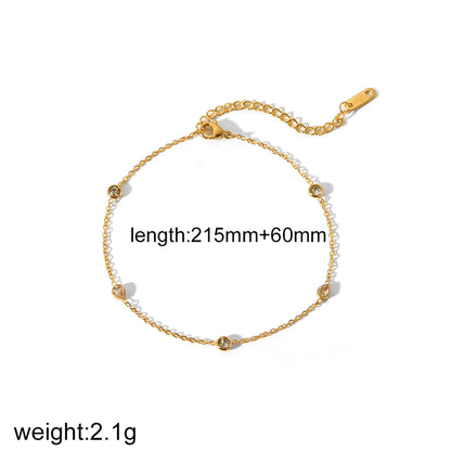 Wholesale Jewelry Simple Style Classic Style Solid Color 304 Stainless Steel Zircon 18K Gold Plated Plating Bracelets Anklet