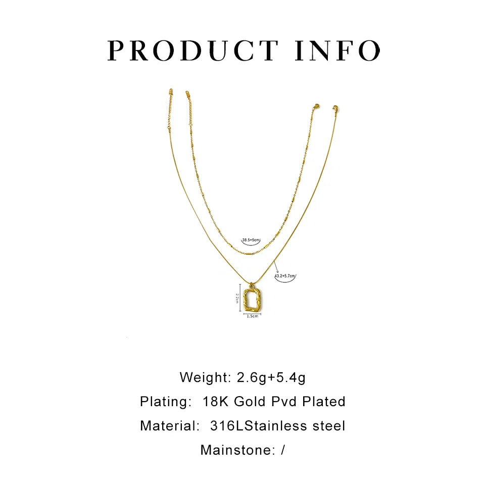 Wholesale Jewelry Simple Style Classic Style Solid Color 316L Stainless Steel  18K Gold Plated Irregular Plating Pendant Necklace