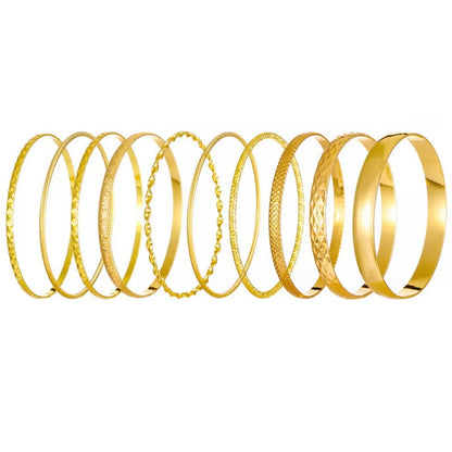 Simple Style Classic Style Solid Color Gold Plated Alloy Wholesale Bangle