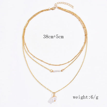 Wholesale Jewelry Simple Style Classic Style Solid Color Alloy Gold Plated Plating Layered Necklaces