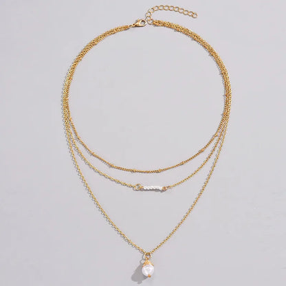 Wholesale Jewelry Simple Style Classic Style Solid Color Alloy Gold Plated Plating Layered Necklaces