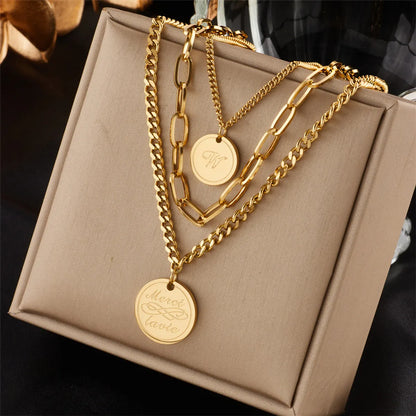 Wholesale Jewelry Simple Style Classic Style Solid Color Titanium Steel Plating Pendant Necklace