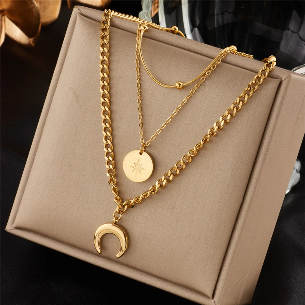 Wholesale Jewelry Simple Style Classic Style Solid Color Titanium Steel Plating Pendant Necklace