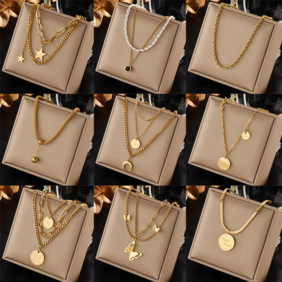 Wholesale Jewelry Simple Style Classic Style Solid Color Titanium Steel Plating Pendant Necklace