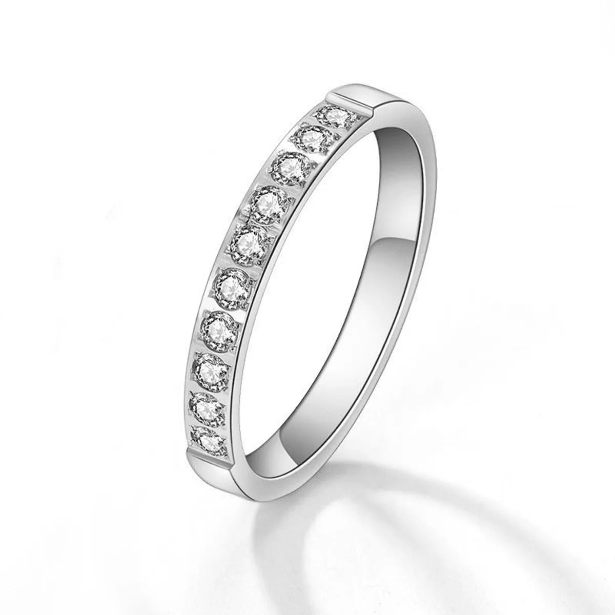 Wholesale Jewelry Simple Style Classic Style Solid Color Titanium Steel Rhinestones Inlay Rings