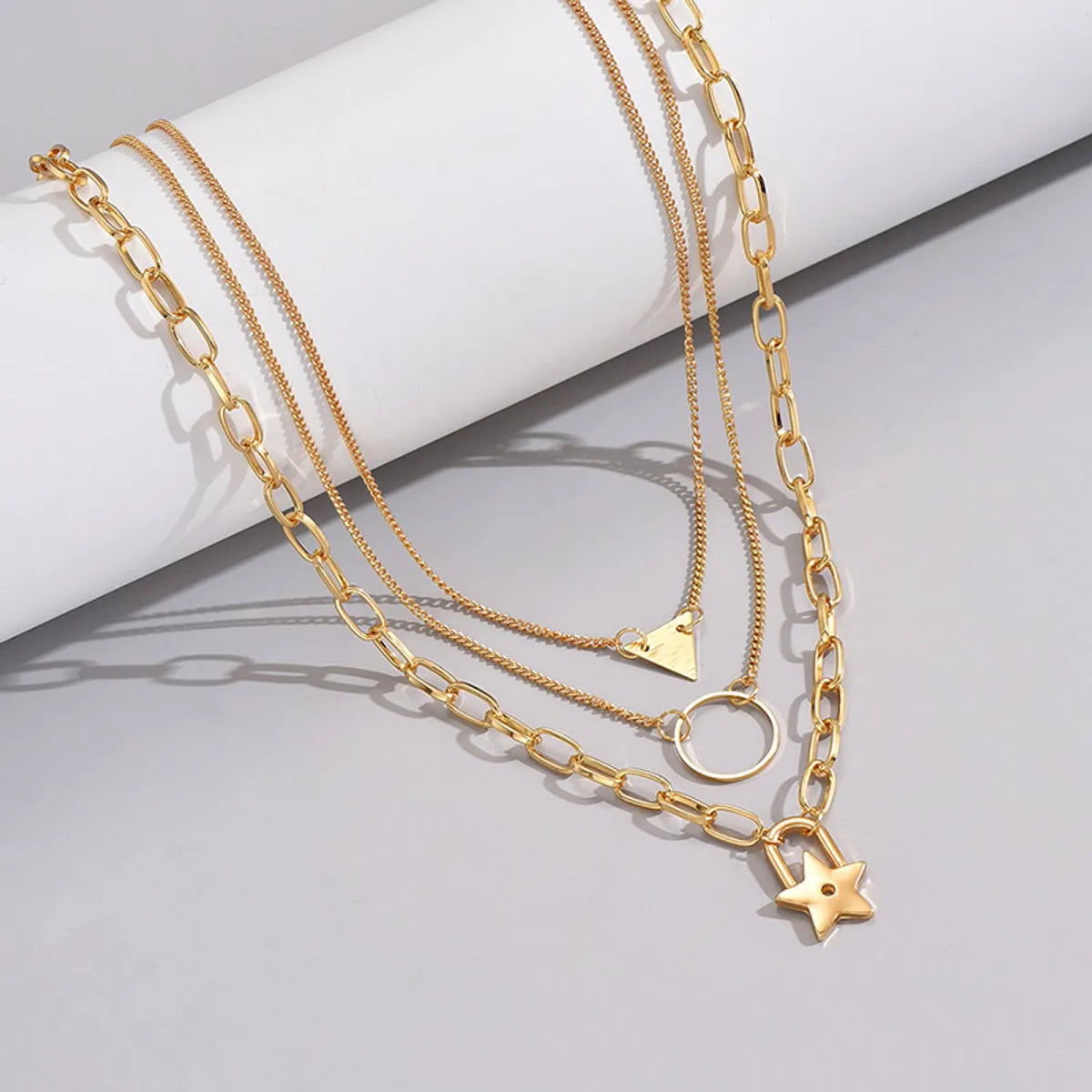 Wholesale Jewelry Simple Style Classic Style Solid Color Zinc Alloy Gold Plated Plating Layered Necklaces