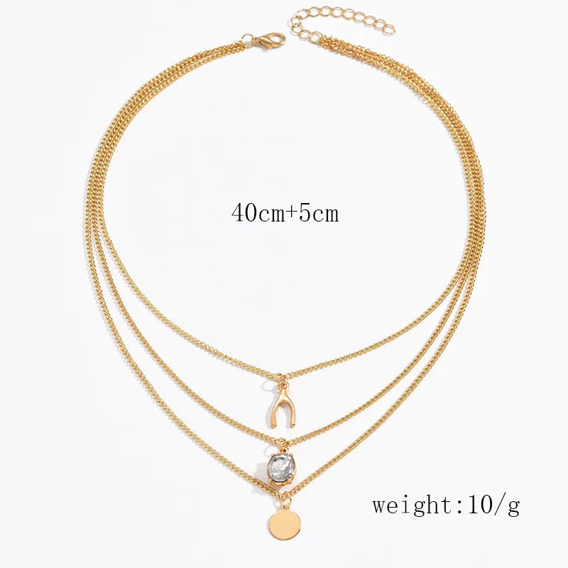 Wholesale Jewelry Simple Style Classic Style Solid Color Zinc Alloy Zircon Inlay Layered Necklaces