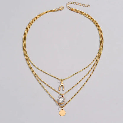 Wholesale Jewelry Simple Style Classic Style Solid Color Zinc Alloy Zircon Inlay Layered Necklaces