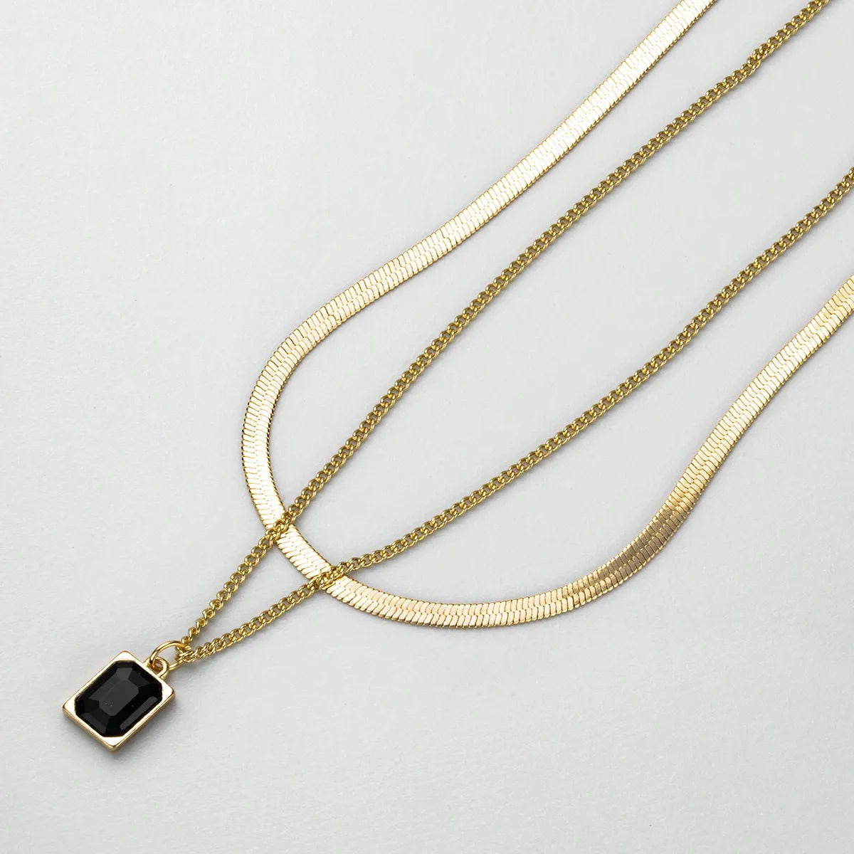 Wholesale Jewelry Simple Style Classic Style Square Alloy Glass 14K Gold Plated Inlay Layered Necklaces