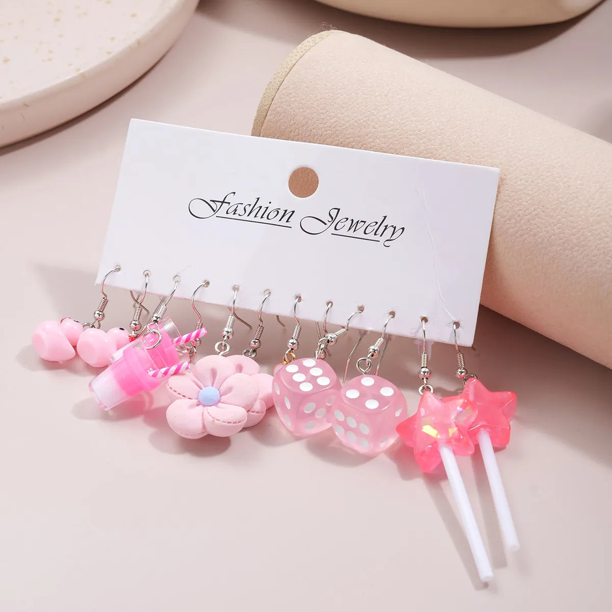 Wholesale Jewelry Simple Style Classic Style Star Heart Shape Flower Arylic Patchwork Earrings