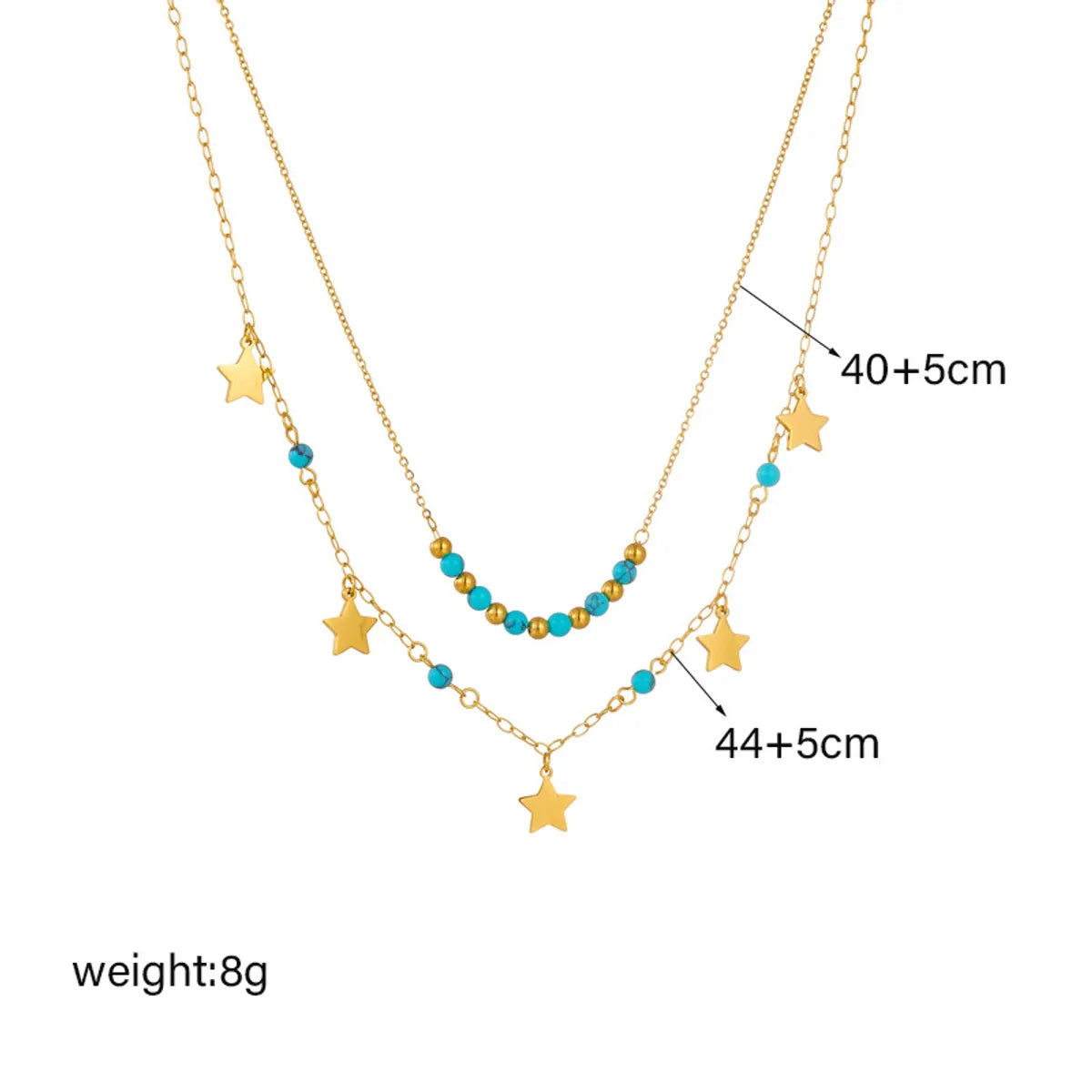 Wholesale Jewelry Simple Style Classic Style Star Titanium Steel Beaded Layered Necklaces