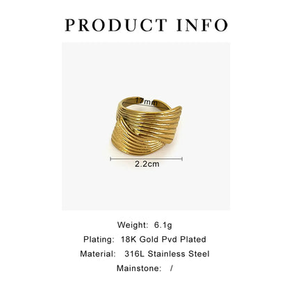 Wholesale Jewelry Simple Style Classic Style Stripe 316L Stainless Steel  18K Gold Plated Plating Open Rings