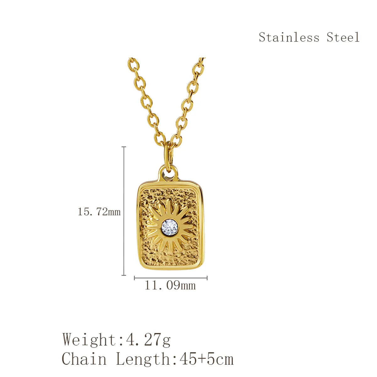 Wholesale Jewelry Simple Style Classic Style Sun 304 Stainless Steel 18K Gold Plated Plating Pendant Necklace