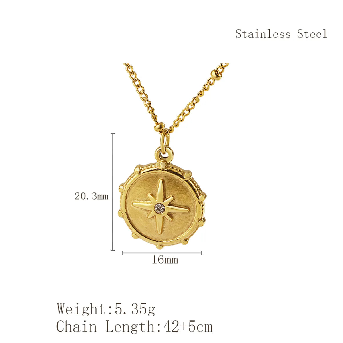 Wholesale Jewelry Simple Style Classic Style Sun 304 Stainless Steel 18K Gold Plated Plating Pendant Necklace